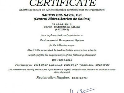 la central hidroelectrica de salime obtiene la certificacion de la norma iso 9001 2015 (2)