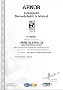 la central hidroelectrica de salime obtiene la certificacion de la norma iso 9001 2015