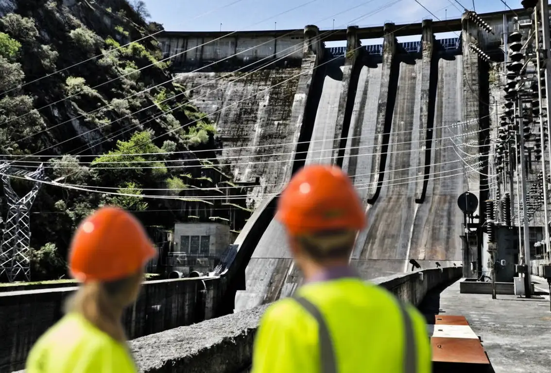 operarios presa de salime